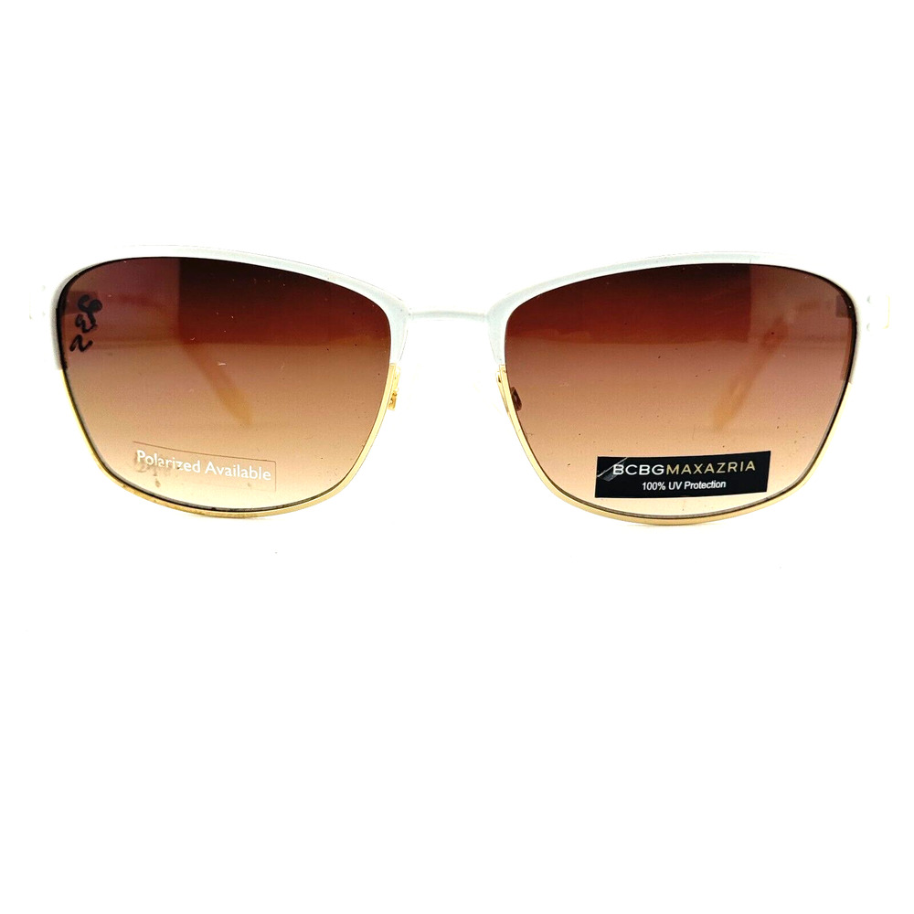 BCBG Maxazria Destiny White Sunglasses Frame‎ Brown Lens half Rim H13441